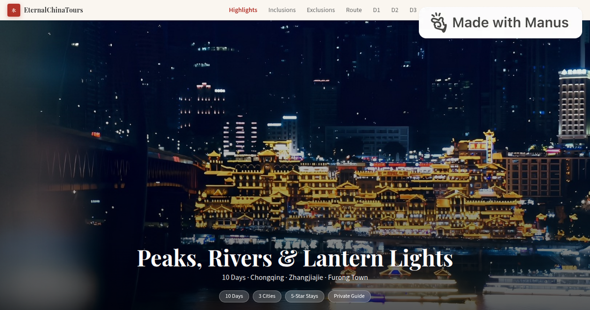 Chongqing skyline and Zhangjiajie peaks