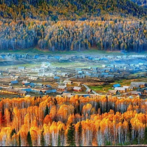 Ahe Highway through autumn valleys