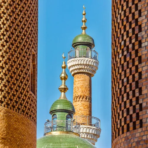 Bazaar minaret tower at dusk