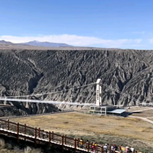 Suspension bridge over the canyon