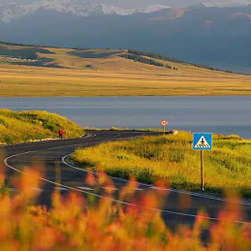 Ring road around Sayram Lake