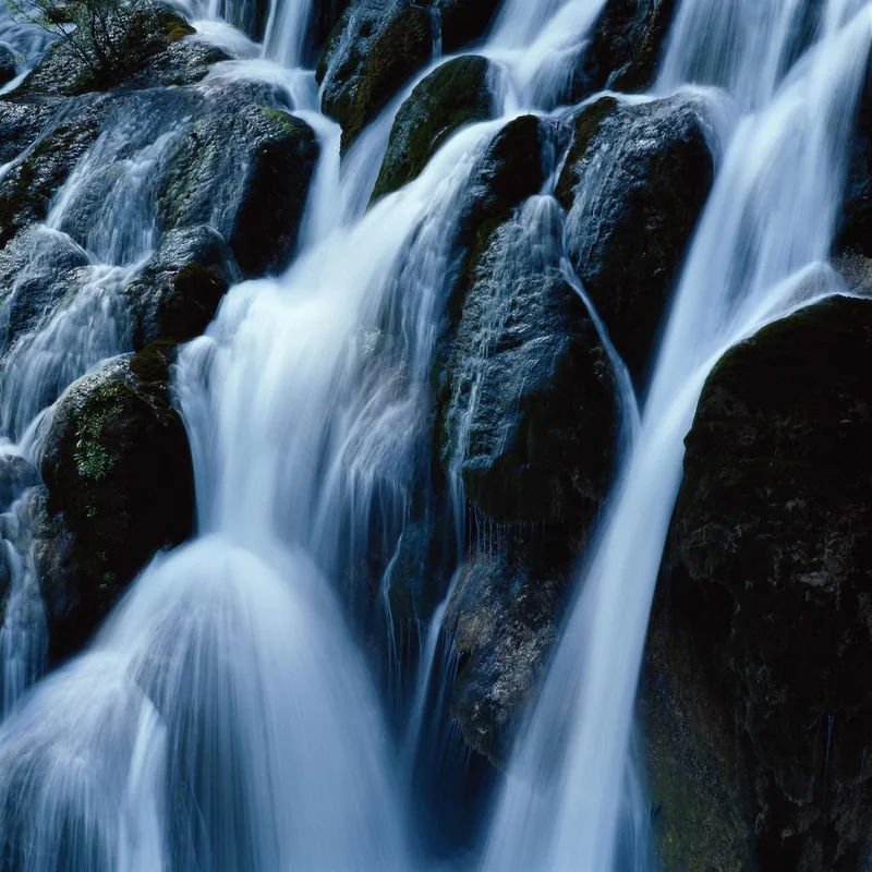Pearl Shoal waterfall cascading over calcified rocks