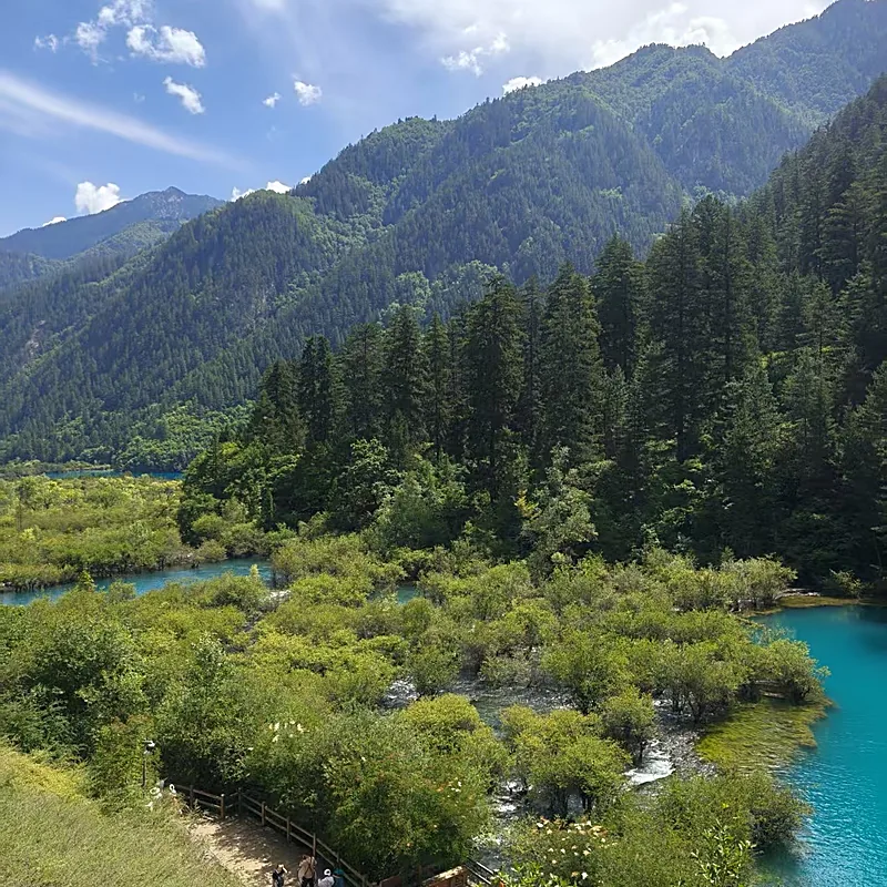 Shuzheng lakes &mdash; stacked turquoise ponds in the forest