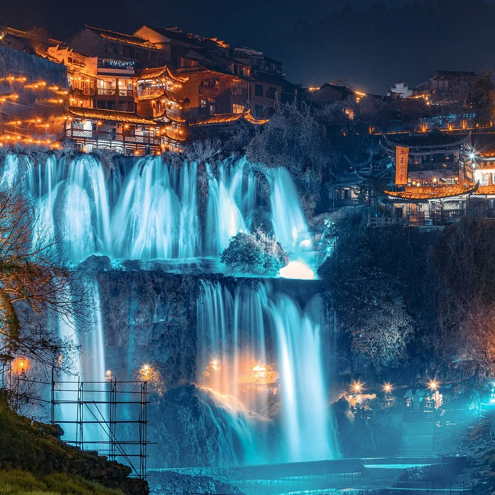 Furong Ancient Town at night