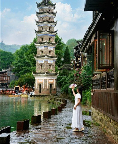 Wanming Pagoda on the Tuojiang River