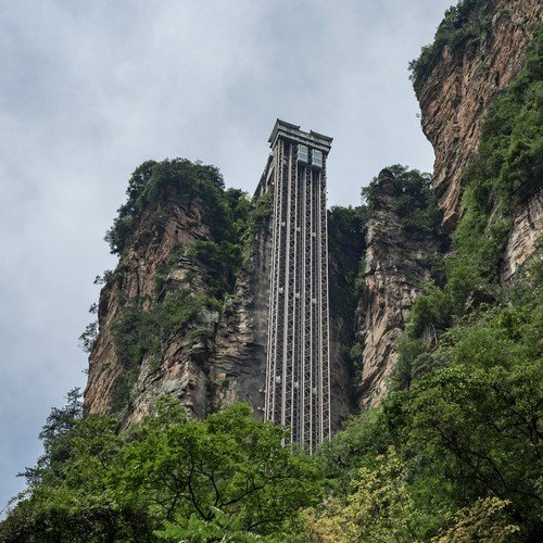 Bailong glass elevator on the cliff