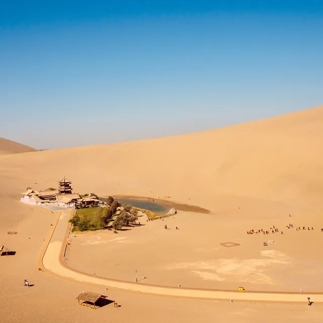 Crescent Lake in its bowl of dunes