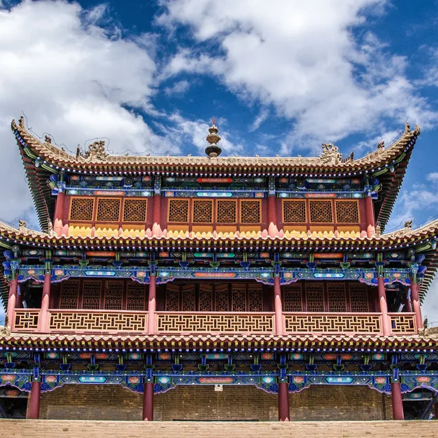 Jiayuguan gate tower against the Qilian snow