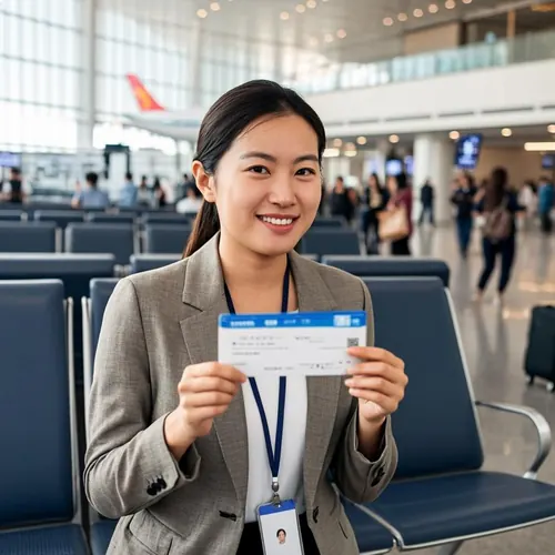 Guide with welcome sign at Kunming airport